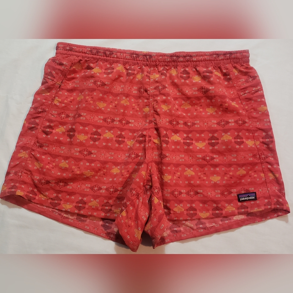 Patagonia Red & Yellow Patterned Athletic Shorts